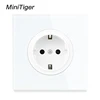 Minitiger 2022 New Arrival Gray Crystal Glass Panel 16A EU Standard Wall Power Socket Outlet Grounded With Child Protective Lock ► Photo 2/6
