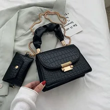 Crocodile Pattern Small Pu Leather Crossbody Bags For Women 2020 Wild Solid Color Chain Design Shoulder Bags Women's Handbags