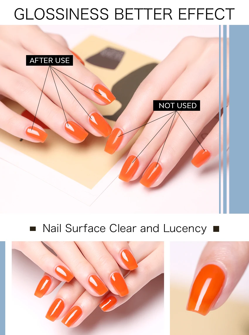 New Arrival 9.5ml Top Coat VU Nail Gel Polish Long Lasting Nail Polish Nail Gel Vernis Semi Permanent Soak Off Manicure Lacquer