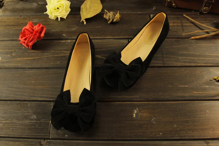 Plus Size Spring\Autumn  Leather Shoes Woman Flats Work Classi Fashion Bowknot Female Casual Ballet Ladies Shoes