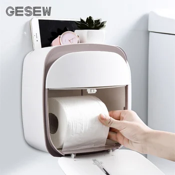 

GESEW Toilet Paper Holder Multi-function Wall Mounted Waterproof Tissue Box Portable Storage Box Bathroom Accessories Set