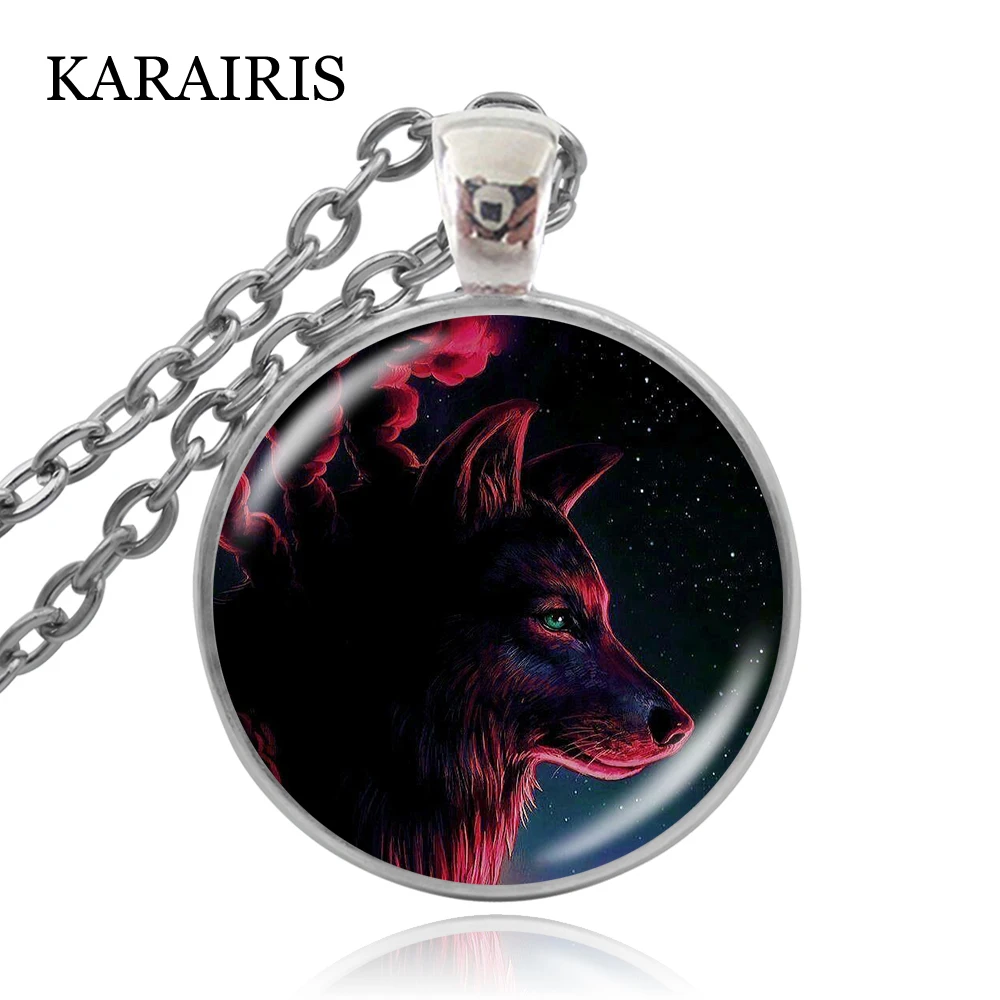 KARAIRIS ручное изготовление на заказ ожерелье готическое стекло кабошон волк со
