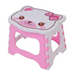 Милый мультфильм кошка легко складные дети шаг очень твердый стул-розовый
