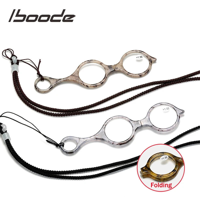 

iboode Small Round Marble Folding Reading Glasses Men Women Portable Foldable Eyeglasses for Presbyopia +1.0 1.5 2.0 2.5 3 3.5 4