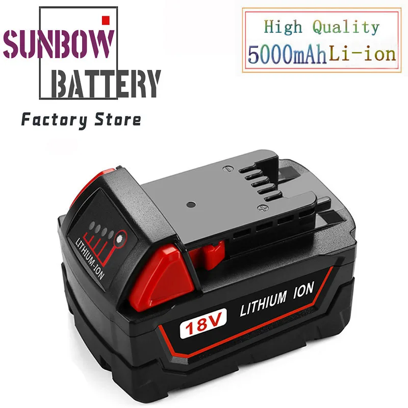 

18V Li-ion 5000mAh Tool Battery Replacement for Milwaukee M18 48-11-1815 48-11-1850 2646-20 2642-21CT