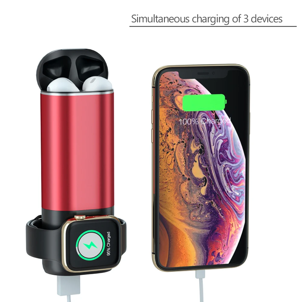 FERISING 3IN1 5200mAh Powerbank Power Bank for Xiaomi Phone Wireless Charger for iWatch Apple Watch 5 4 3 2 1 for AirPods Pro powerbanks