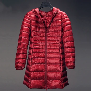 

Solid Red Duck Down Hooded Winter Warm Down Jacket Women Outwear Full Sleeve Snow-outwear Over Size 3XL 4XL 5XL 6XL 7XL
