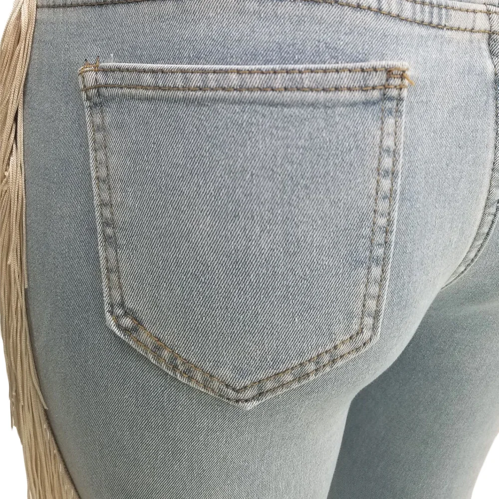 Модные Повседневные джинсы с бахромой плюс размер женские брюки-скинни Повседневный рваный деним брюки Femme Карандаш Длинные джинсы женские брюки