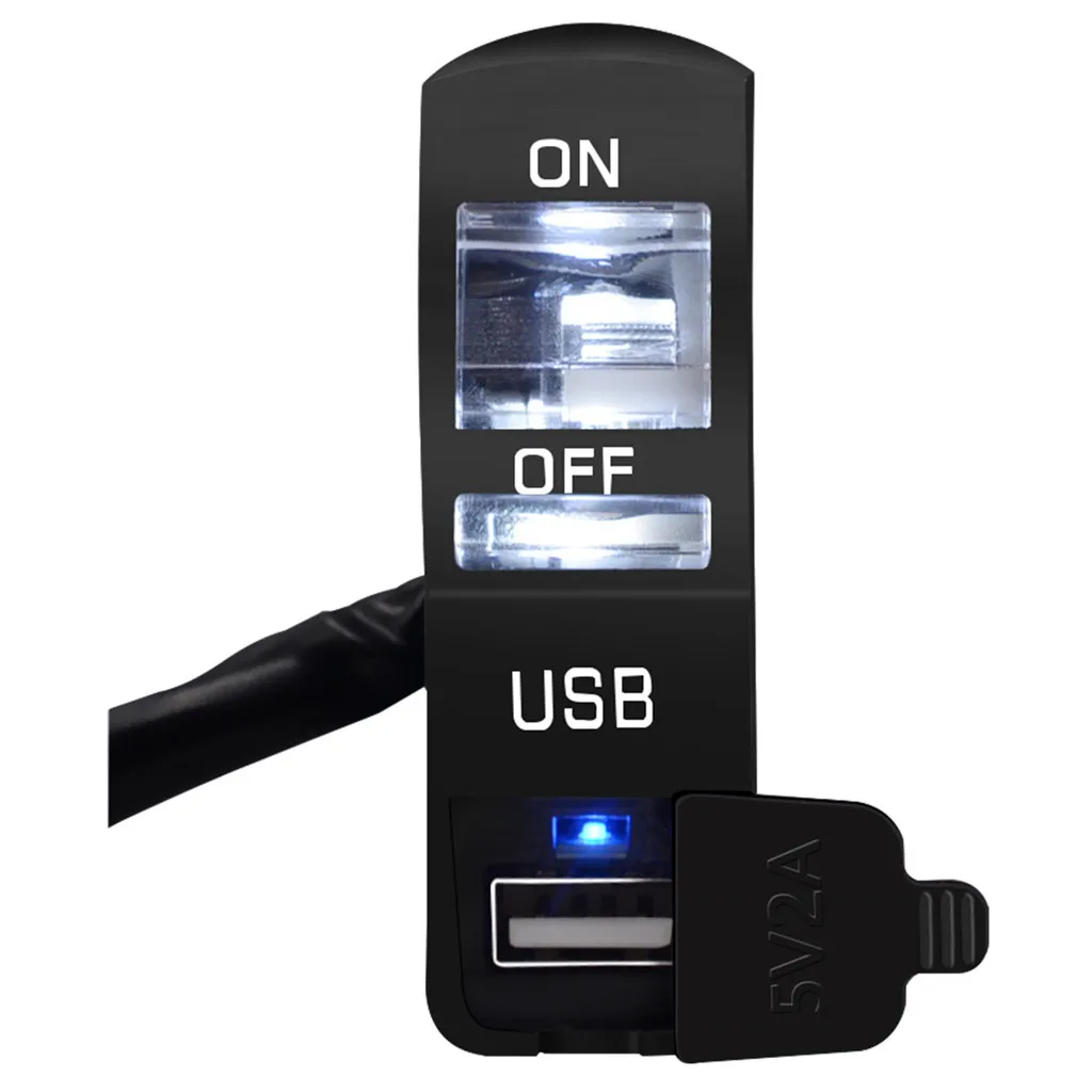 

USB Charger Motorcycle ATV UTV Integrated Light Switch LED Wide Apply DC12V For Motorcycle UTV ATV DC12V 2A For Phone tablets