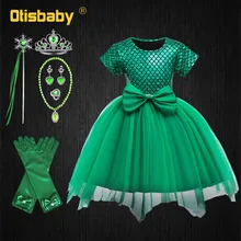 Костюм Русалочки на Хэллоуин; зеленое Пышное фатиновое платье-пачка для маленьких девочек; нарядное платье Ариэль для маленьких девочек; Fantasia Infantil