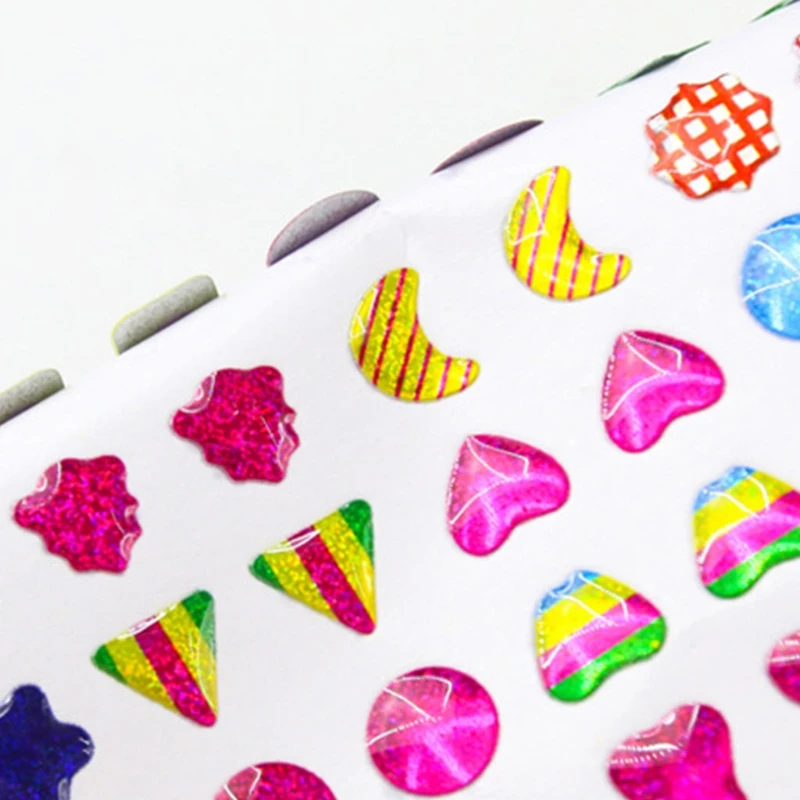 1Sheet 3D Sticker Eco-Friendly Educational DIY Crystal Earring Sticker Self-Adhesive Kids Room Luggage Decoration,