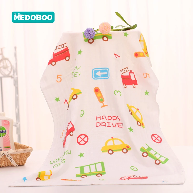 

Medoboo 60*120cm Gauze Cotton Baby Bath Towel for Adults Cartoon Double Layer Newborn Receiving Blanket Wrap Towel for Kids
