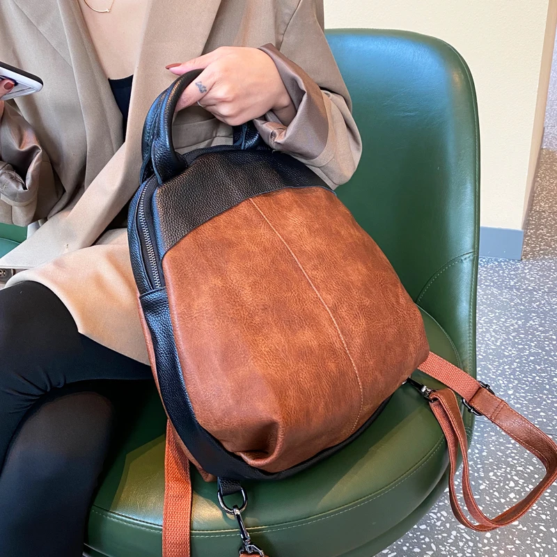 

Color-blocking Backpack Women 2020 Korean Version of The Simple College All-match Large-capacity Travel Shell Bag Mochila Mujer