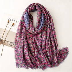 Fashion Autumn lady Viscose Scarf Aztec Polka Floral Fringe Double Side Shawls and Wraps Female Foulards Echarpe Muslim Hijab