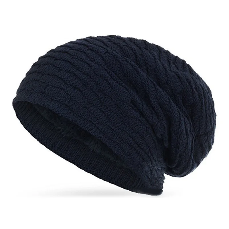 Comfortable Mens Women Knit Baggy Beanie Cap Winter Pleated Slouchy Extra Long Fashion Hat Durable Wool Material