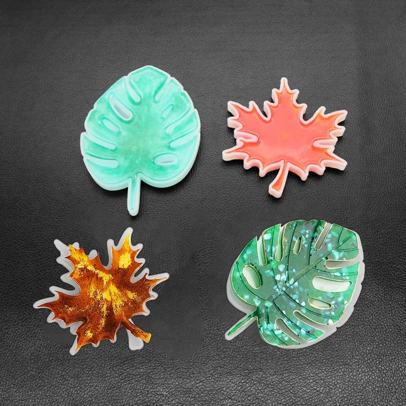 HLZS-Leaf силиконовая форма, 4 шт. силиконовая форма для подстаканника, включая силиконовую форму пальмового листа и форму кленового листа, эпоксидная смола, форма