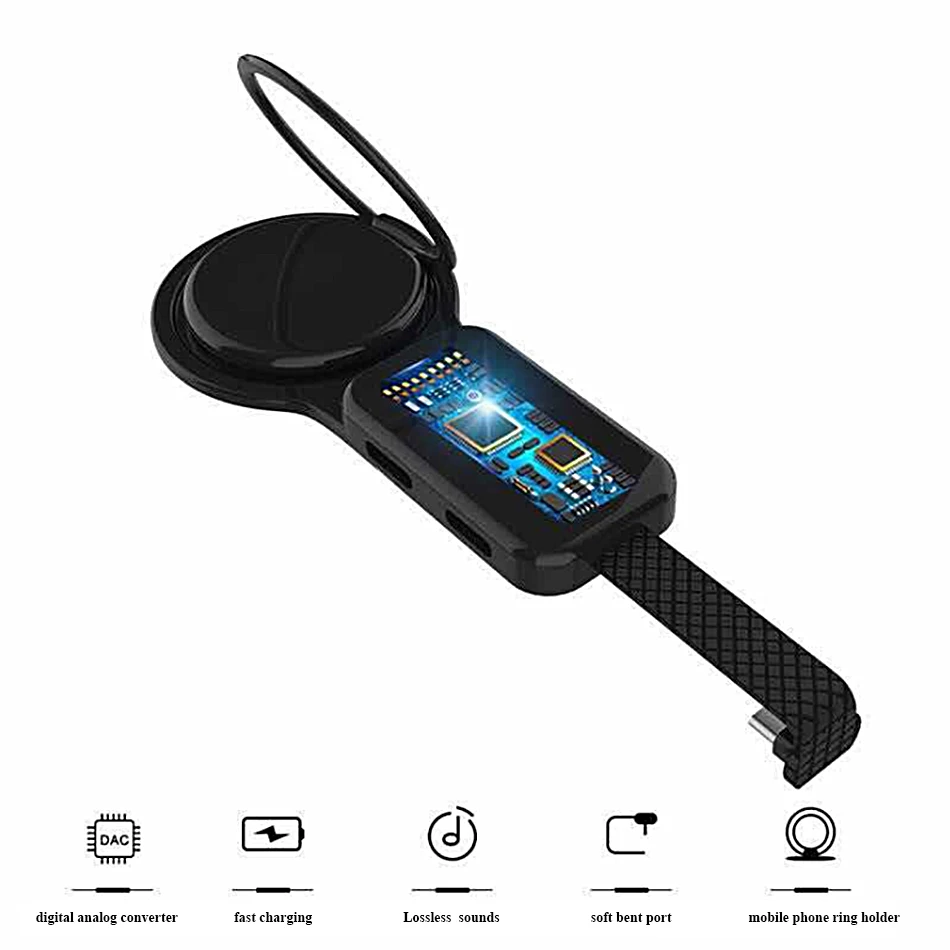 3 в 1 type C Lightning до 3,5 мм музыкальный аудио адаптер OTG 2A зарядное устройство для телефона кольцо держатель для iPhone sony huawei Xiaomi LG VIVO OPPO