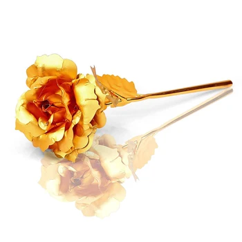 

24K Gold Foil Plated Rose Romantic Valentine'S Day Birthday Mother Day Floral Elegant Gift Home Decoration Craft