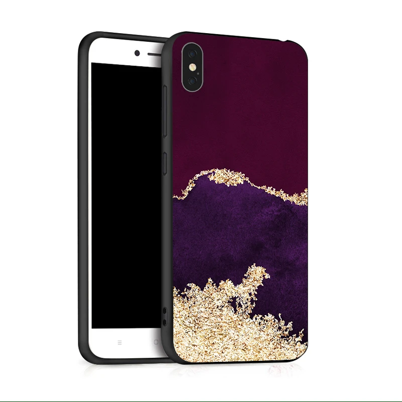 Marmer Hitam Telepon untuk Xiaomi Mi Redmi 6 PRO A2 Lite Note 7 K20 9T 7A 8 8T K30 Ponsel Housing Bag Cover Shell