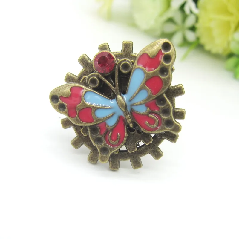 Wonderful Design Mixed Gears/Clock Pointer/Wing/Butterfly Women`s Vintage Steampunk Ring Accessory