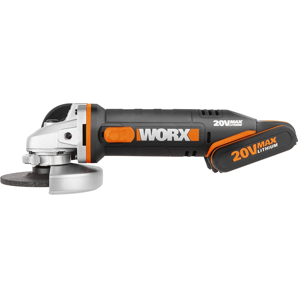 Worx WX800 20V аккумуляторная 115 мм Угловая шлифовальная машина с Powershare 20V батарея быстрой Зарядное устройство инструмент Чехол
