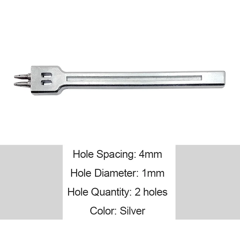 4mm Silver 2 holes Круглое отверстие пунша ряд зубец шить резак для макияжа кисть для теней для ручного шитья отверстие кожаное ремесло набор интервал, резка, 4 мм 2/4/6 отверстий - Цвет: 4mm Silver 2 holes