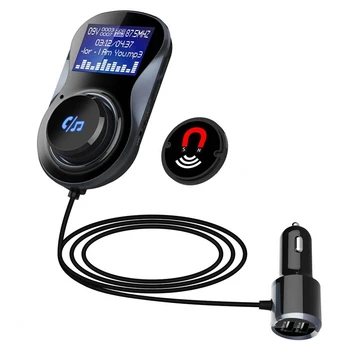 

Bluetooth FM Transmitter, Wireless In-Car Radio Transmitter Adapter/QC3.0 Smart Dual USB Ports For iPhone Samsung - Support Hand