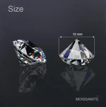 

NiceGems 4 Carat Moissanite 10mm GH white color Round Excellent Hearts And Arrows Cut lab Grown Moissanite Diamond loose Stone