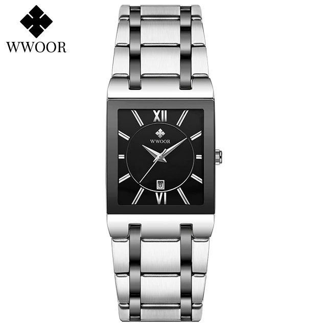 Relogio Feminino 2021 WWOOR New Women Watches Top Brand Luxury Blue Women's Bracelet Square Watch Ladies Dress Quartz WristWatch silver black
