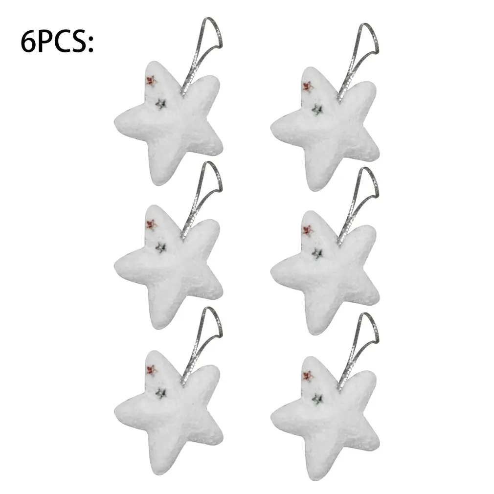 

Foam Snowball Christmas Tree Hanging Pendant Stars Shape Ornament Christmas Tree Decorations For Home Party Gift White