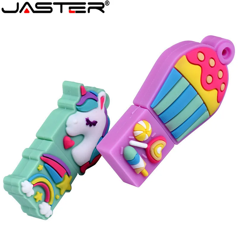 JASTER мультфильм флеш-накопитель в виде единорога 64 ГБ 32 ГБ usb флеш-накопитель Флешка 16 ГБ 4 ГБ карта памяти u диск модный подарок
