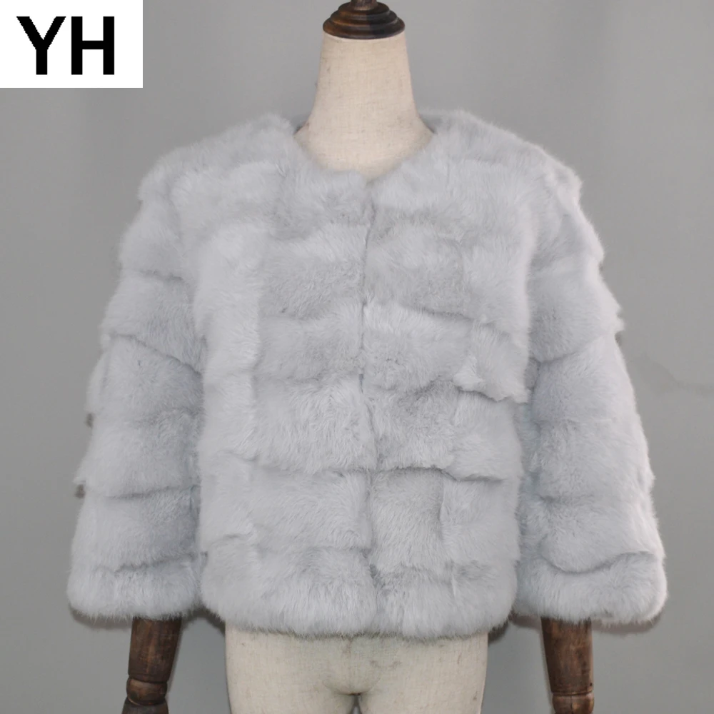 

New Hot Sale Women Genuine Fur overcoats Autumn Winter Warm Soft Real Rabbit Fur Jacket Lady Good Quality Short Rabbit Fur Coats