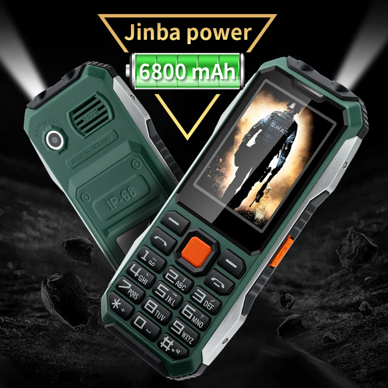 

Durable Rugged Slim Outdoor Key Feature Phone Non waterproof Torch SOS Call Speed Dial Black FM list Auto Recorder Long Standby