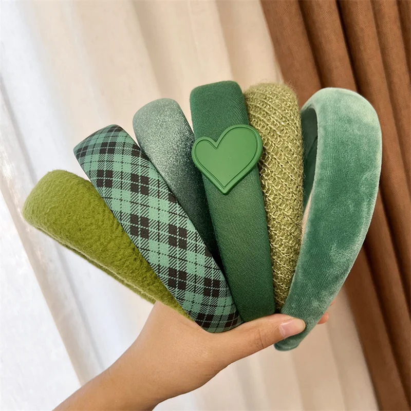 Fashion Korea INS Green Padded Womens Headband Woolen Autumn