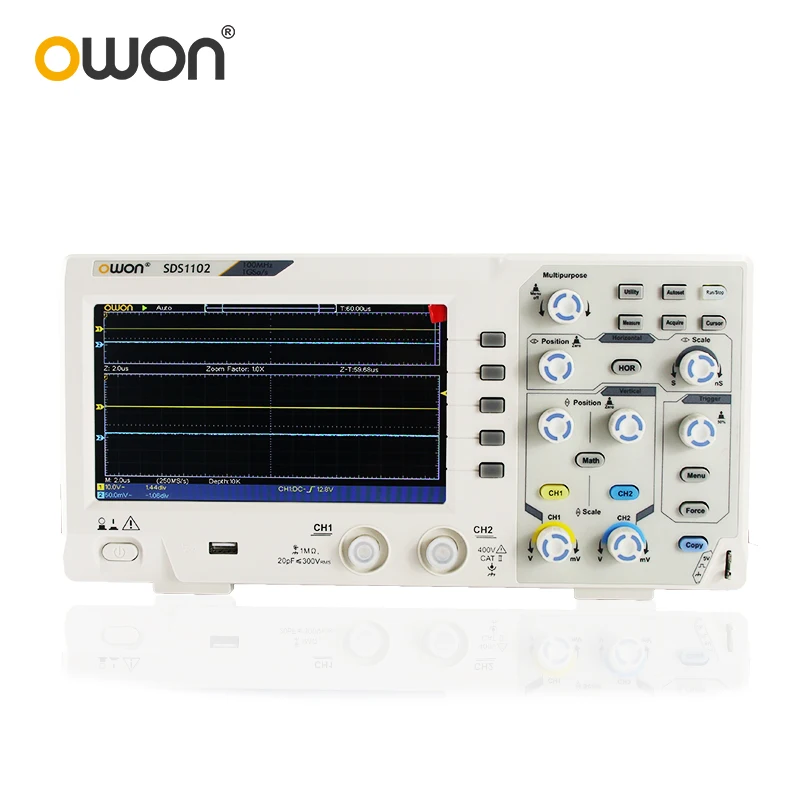 OWON SDS1102 осциллограф 2-канальный цифровой осциллографы 100 МГц полоса пропускания