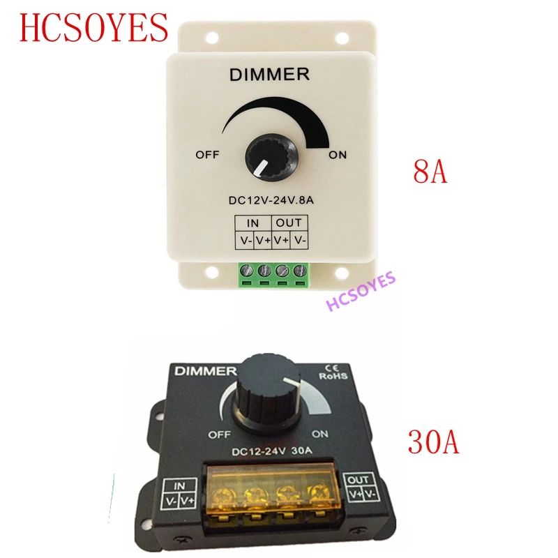 8A/30A LED диммер постоянного тока 12V 24V 360W Драйвер лампы с регулируемой яркостью