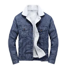 Мужская джинсовая куртка с мехом, мужское теплое пальто, Мужская Красивая куртка с длинным рукавом, свободные джинсы, толстая верхняя одежда, осенне-зимняя джинсовая куртка для мужчин