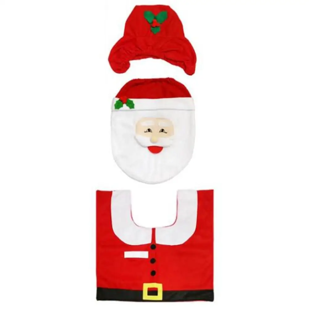 

Christmas Decoration Toilet Set Bathroom Creative Set Dress Up Decoration Fancy Christmas Santa Claus Toilet Cover