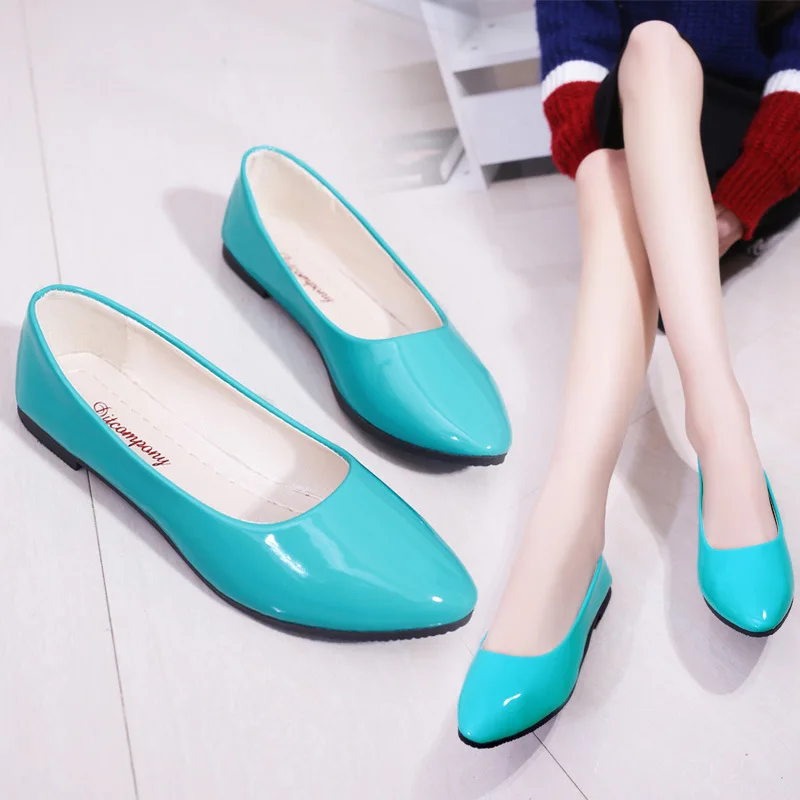 

2017 New Style Versatile WOMEN'S Shoes Pointed-Toe Candy Color Maternity Shoes Low Heel Casual Patent Leather WOMEN'S Shoes Mocc