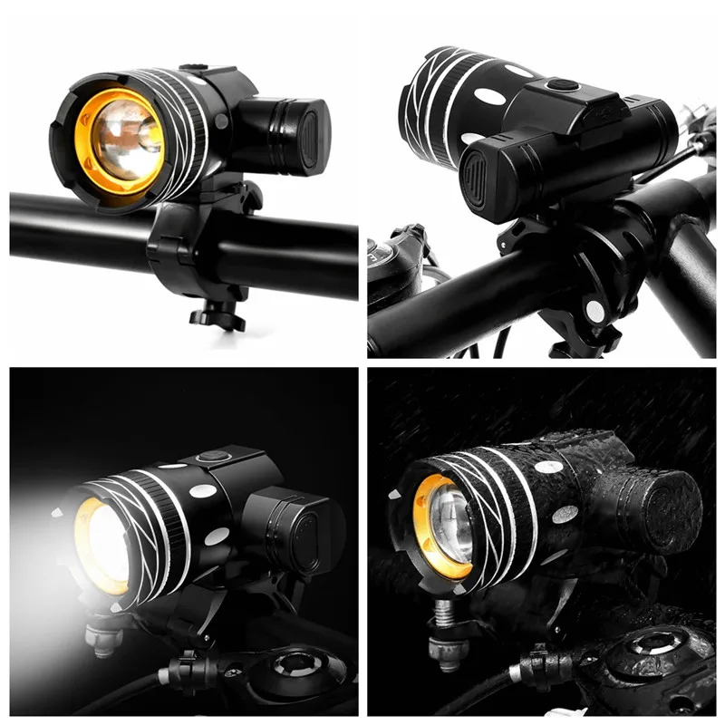 Adjustable Bicycle Light 15000LM T6 LED USB Line Rear Light 3000mAh Rechargeable Battery Zoomable Front Bike Headlight