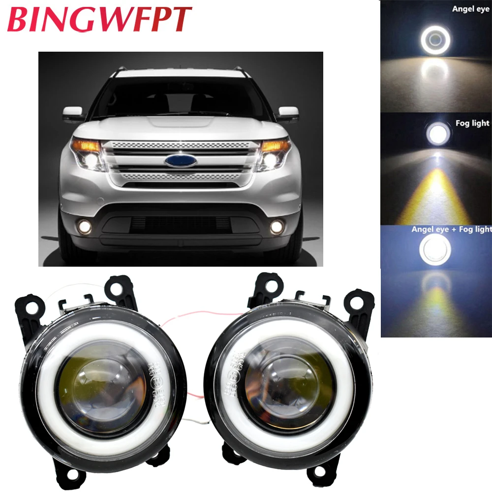 2× LED DRL Fog Light Angel Eye Daytime Running Lamp For Ford Explorer 2011-2015 2× LED DRL Fog Light Angel Eye Daytime Running Lamp For Ford Explorer 2011-2015