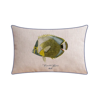 American Mediterranean Pillowcase Seaweed Starfish Linen Pillow Fish Cushion Waist Throw Pillows Home Decorative Sofa Cushions 