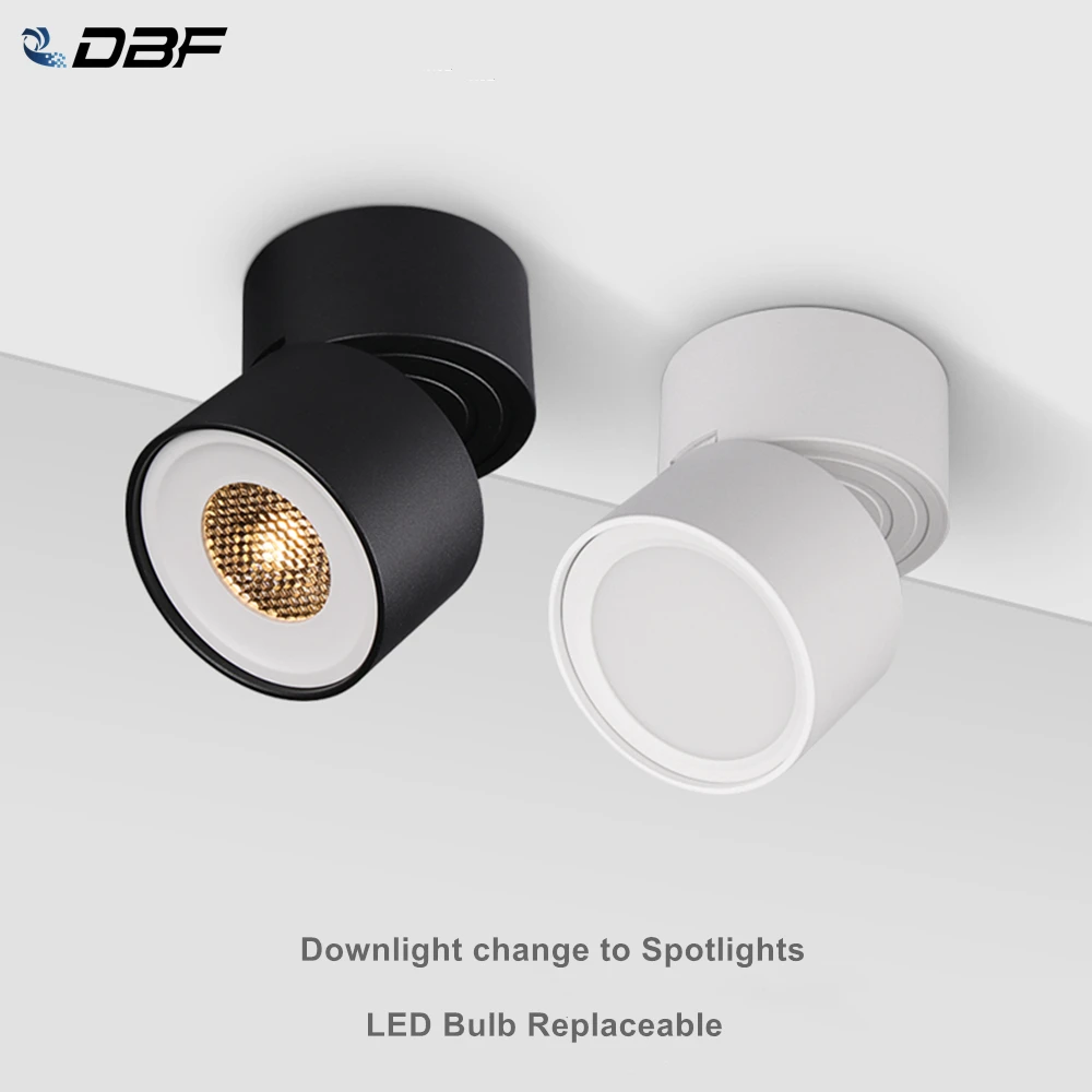 [DBF]360 Degree Rotatable Surface Downlight 7W Light Bulb Replaceable AC220V 110V Ceiling Spot Lights for TV Picture Background
