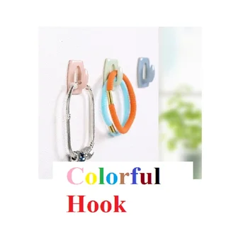 

8Pcs/Set Paste ABS Hook Multifunction Strong Clothes Creativity Seamless No Trace Nail-free Edge Polished Green Blue Black