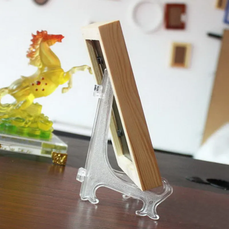 

1pc Clear Plate Ceramic Frame Display Rack Plate Bowl Picture Frame Easel Stand Photo Pedestal Holder