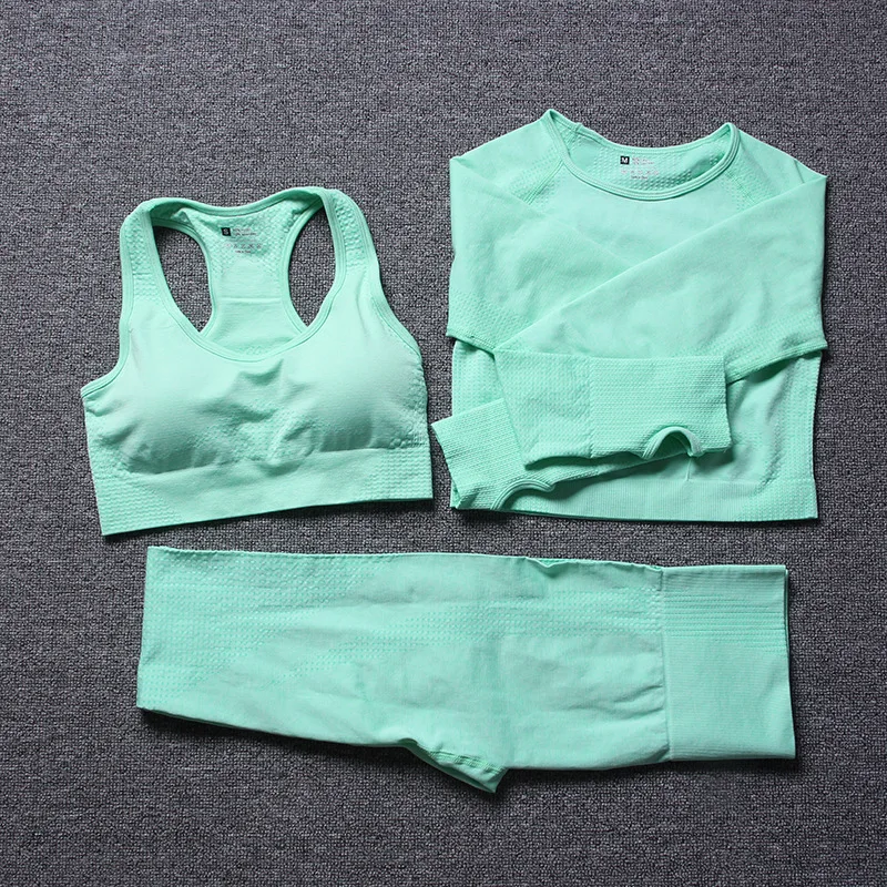 Sport-Outfit Workout-Clothes Yoga-Set Women Sportswear 3piece Clothing Women Gym 