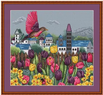 

ZZ MM Gold Collection Counted Cross Stitch Kit Cross stitch RS cotton with cross stitch Merejka Tulip Garden