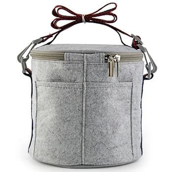 

Round Thermal Lunch Box Bag Tote with Tinfoil Solid Felt Thermal Lunch Bags for Women Kids School Picnic Camping S