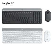 Logitech MK470 Slim 2,4G ультратонкий бесшумный набор оптической мыши 1000 dpi набор для ПК Windows 10/8/7