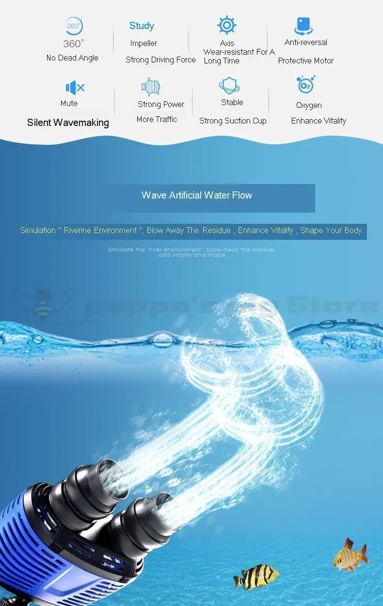 Surfing Pump Fish Tank Aquarium Wave Pump Double Head Fish Tank Cleaning Pump Mute Suction Cup Anti-reverse Flow Pump Ultra
